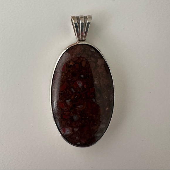 Vintage Custom Red Dinosaur Gem Bezel Set Oval Sterling...